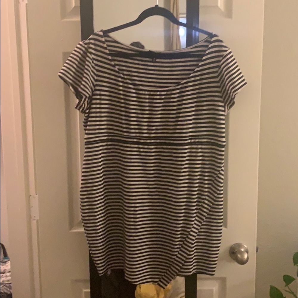 Black and white strip cocktail dress
